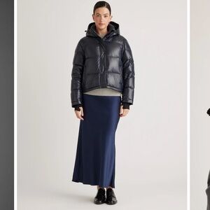 Quince Responsible Down Cropped Puffer Jacket Shiny Black Size M